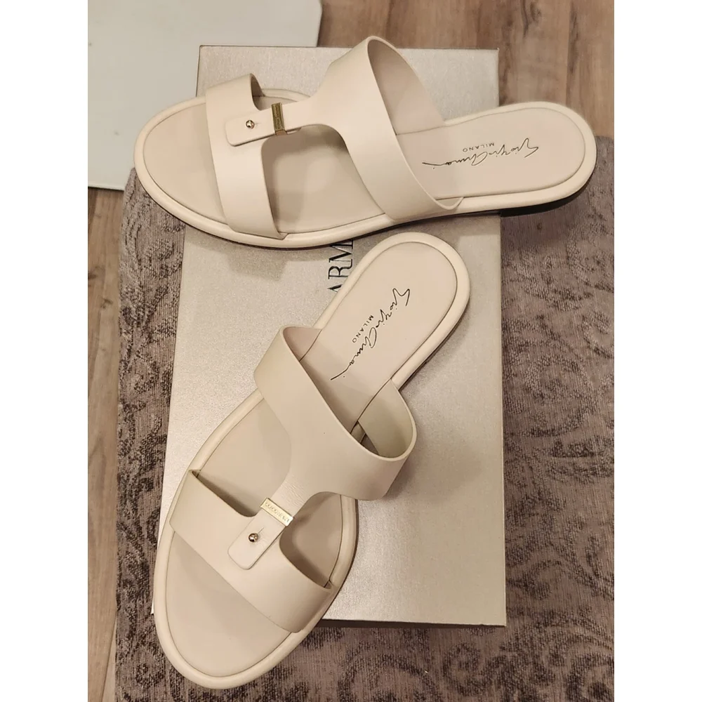Giorgio Armani Flat Leather Sandals - New With Box - Picture 9 of 16